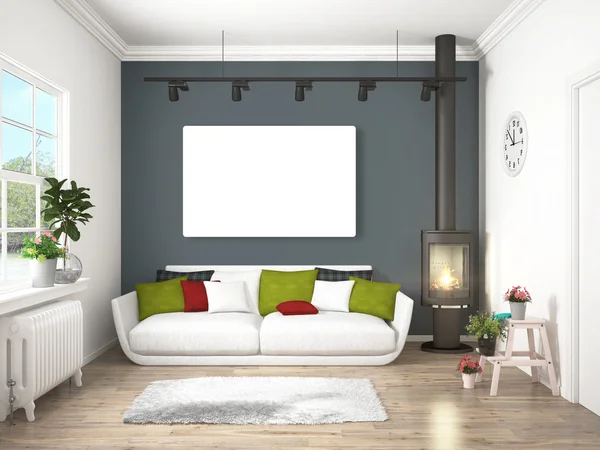 Modernes helles Interieur. 3D-Darstellung — Stockfoto