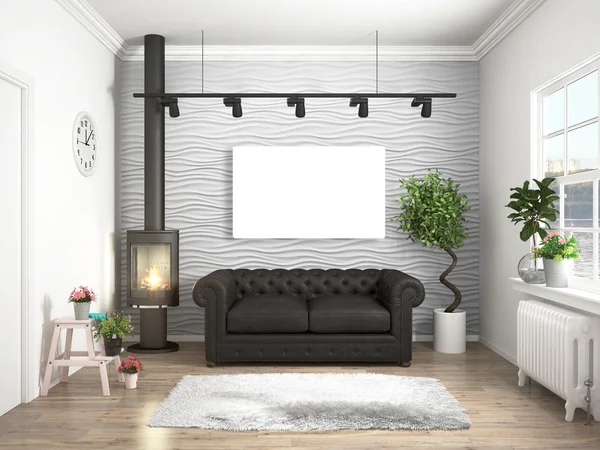 Modernes helles Interieur. 3D-Darstellung — Stockfoto