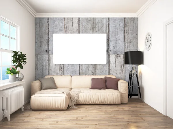 Modernes helles Interieur. 3D-Darstellung — Stockfoto