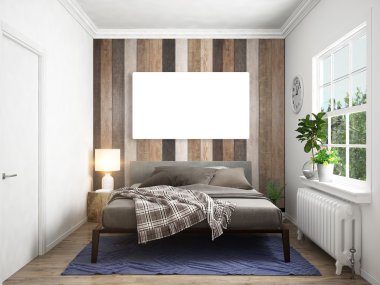 Modern parlak iç. 3D render