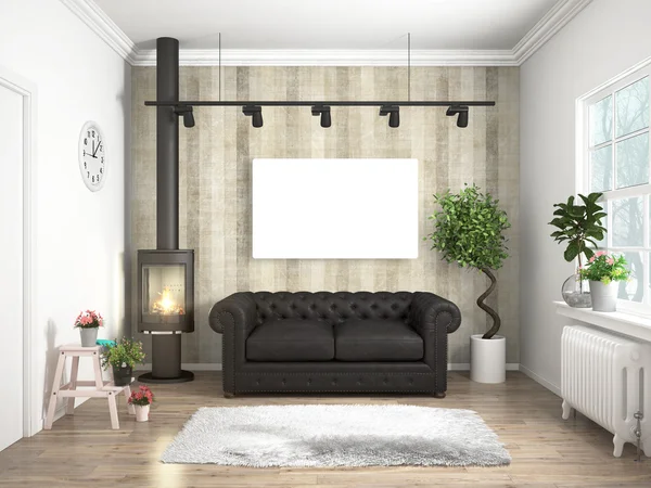 Modernes helles Interieur. 3D-Darstellung — Stockfoto