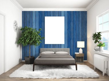 Modern parlak iç. 3D render