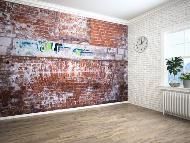 Modern parlak iç. 3D render