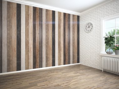 Modern parlak iç. 3D render