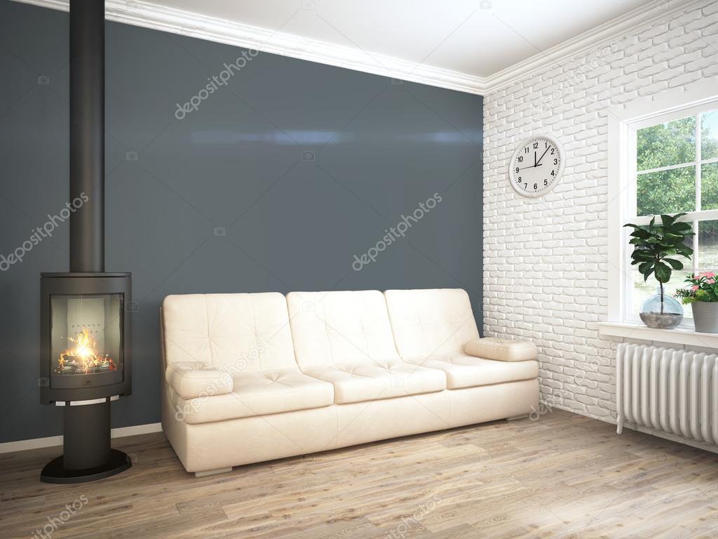 Modern bright interior . 3D rendering