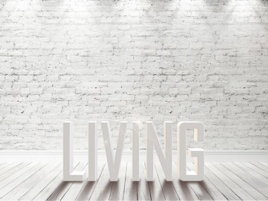 Modern parlak iç. 3D render