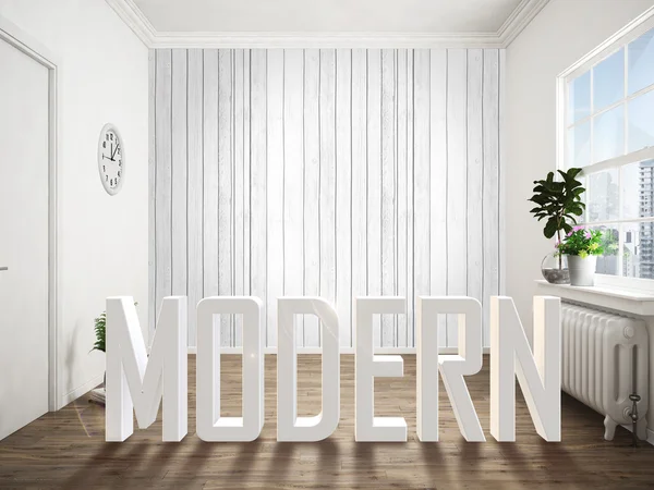 Interior luminoso moderno. Renderizado 3D —  Fotos de Stock