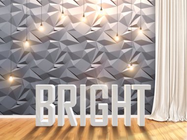 Modern parlak iç. 3D render