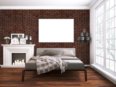 Modern parlak iç. 3D render