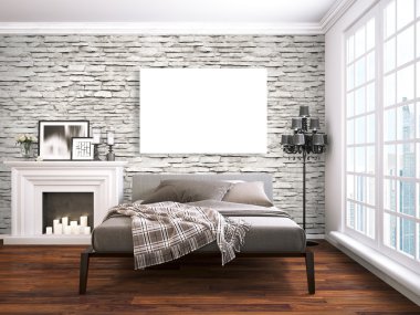 Modern parlak iç. 3D render