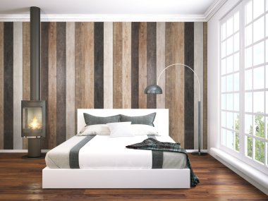 Modern parlak iç. 3D render