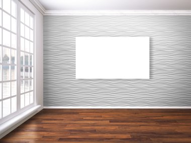 Modern parlak iç. 3D render