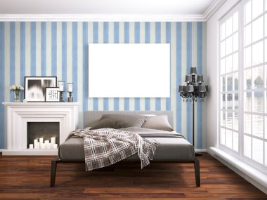 Modern parlak iç. 3D render