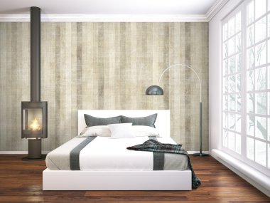 Modern parlak iç. 3D render