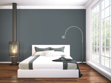 Modern parlak iç. 3D render