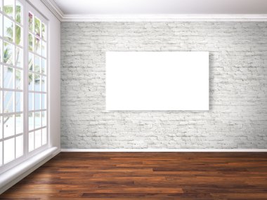 Modern parlak iç. 3D render