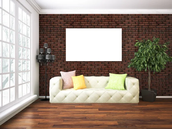 Modern parlak iç. 3D render