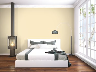 Modern parlak iç. 3D render