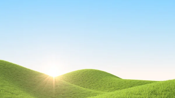 Zielone pola. renderowania 3D — Zdjęcie stockowe