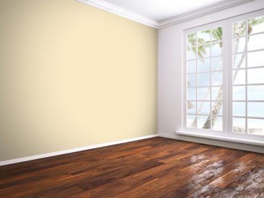 Modern parlak iç. 3D render