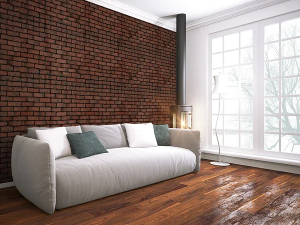 Modern parlak iç. 3D render