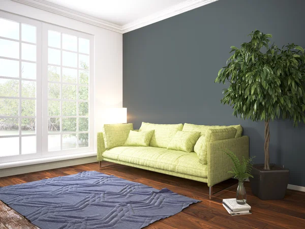 Modern parlak iç. 3D render