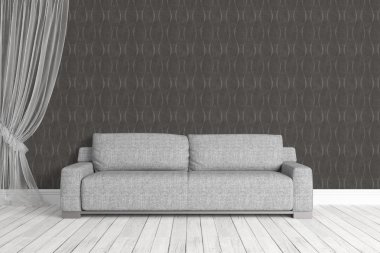 Modern parlak iç. 3D render