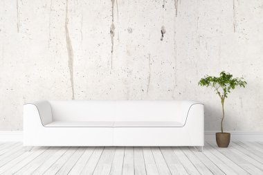 Modern parlak iç. 3D render