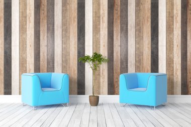 Modern parlak iç. 3D render