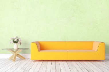 Modern parlak iç. 3D render