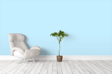 Modern parlak iç. 3D render