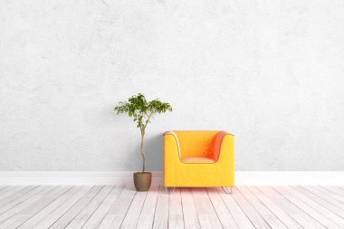 Modern parlak iç. 3D render