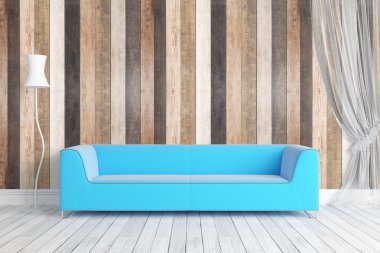 Modern parlak iç. 3D render