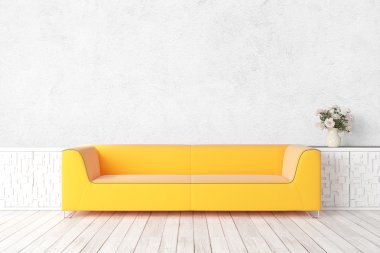 Modern parlak iç. 3D render