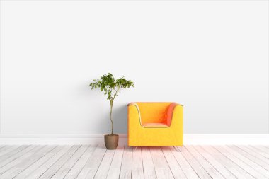 Modern parlak iç. 3D render