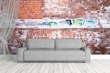 Modern parlak iç. 3D render