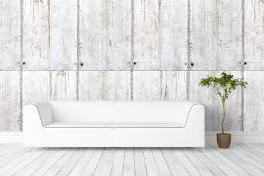 Modern parlak iç. 3D render