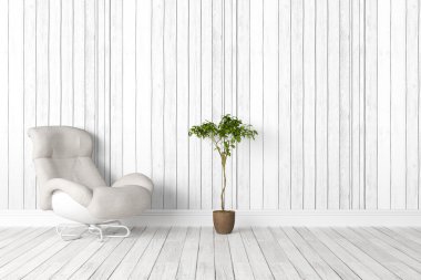 Modern parlak iç. 3D render