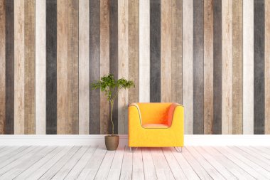 Modern parlak iç. 3D render