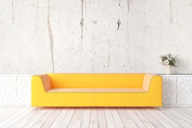 Modern parlak iç. 3D render