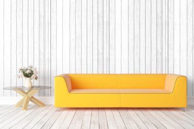 Modern parlak iç. 3D render