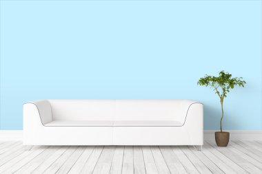 Modern parlak iç. 3D render