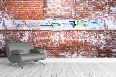 Modern parlak iç. 3D render