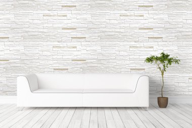 Modern parlak iç. 3D render