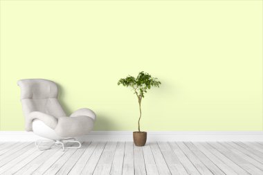 Modern parlak iç. 3D render