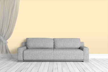 Modern parlak iç. 3D render