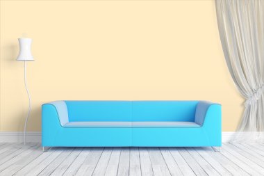 Modern parlak iç. 3D render