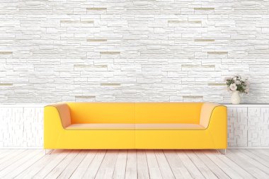 Modern parlak iç. 3D render