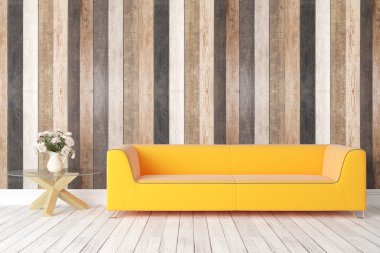 Modern parlak iç. 3D render