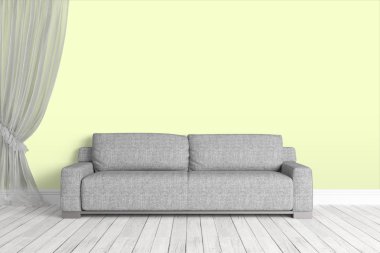 Modern parlak iç. 3D render